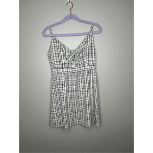 Everly White and Black Plaid Cut-Out Dress Size Small